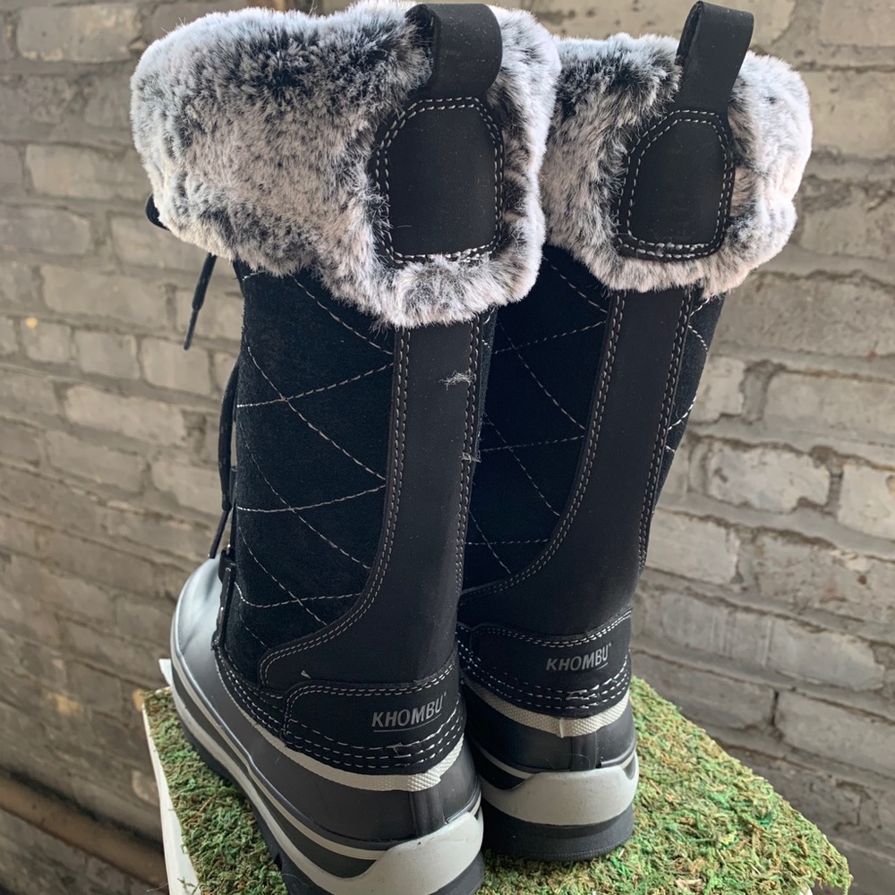 NIB Khombu Ellie Leather Winter Boot Black - Picture 7 of 8